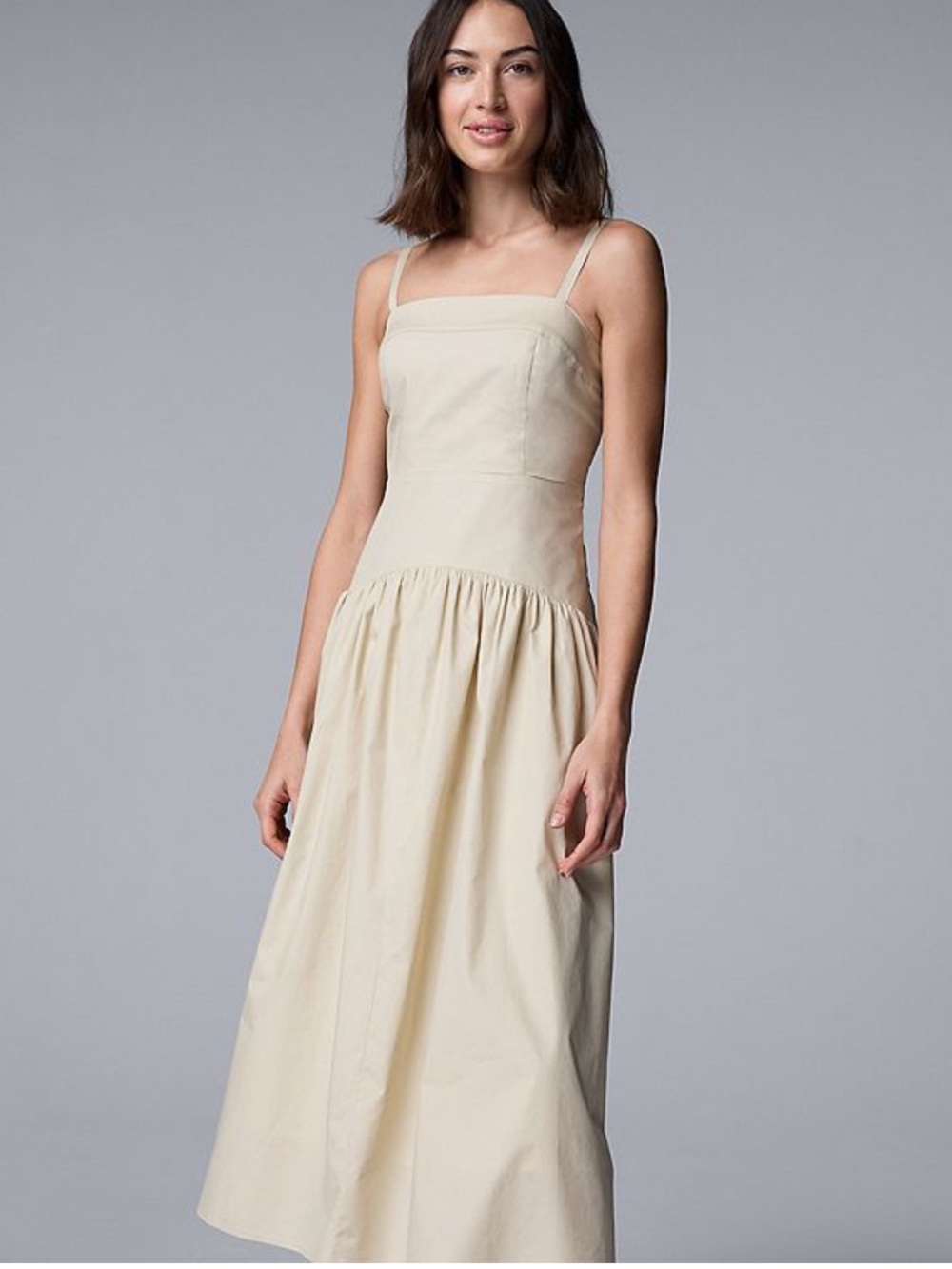 NWT Simply Vera Vera Wang academy khaki drop waist midi dress size medium